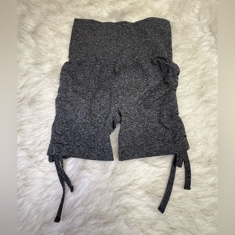 SHEIN Gray Ruched Tie Front Bike Shorts